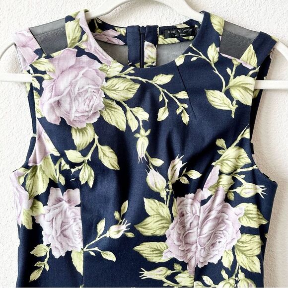 Rag & Bone Ruby Floral Fit & Flare Dress in Navy Blue Size 6 - Picture 5 of 8